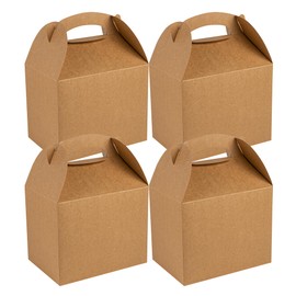 Restaurantware Bio Tek 10 x 7 x 8 Inch Gable Boxes For Party Favors 100 Durable Barn Boxes - With Built-In Handle Greaseproof Kraft Paper Gable Boxes For Birthday Parties And Weddings