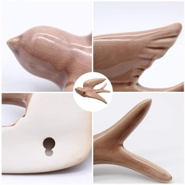 Dorlotou Ceramic Hanging Swallows Sparrow Birds Wall Decor Decoration 3D European Retro Style One Size Multicolored for Living Dining Room (Set)