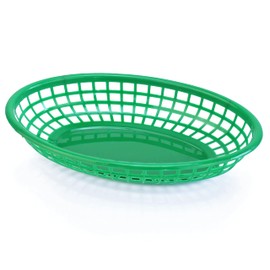 New Star Foodservice 44126 Fast Food Baskets, 9 1/4-Inch x 6-Inch Oval, Set of 12, Green