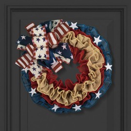 Patriotic Wreaths 4th of July Fourth Garland Memorial Day Wreaths American Flag Garland for Independence Day Indoor Outdoor Door Wall Decor Home