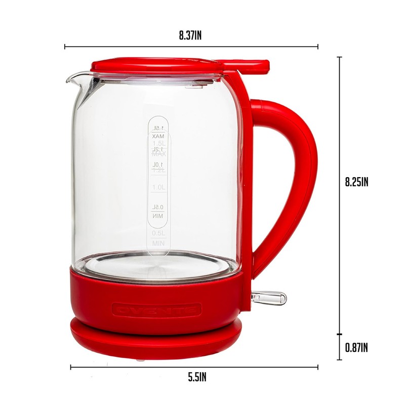 OVENTE Electric Kettle with 1.5L Borosilicate Glass, 1500W Fast Boiling