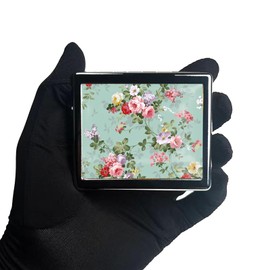 Silver Vintage Pill Box 7 Day Metal Pill Box with Mirror and 8 Compartments Cute Travel Pill Organizer for Purse (Vintage Floral)