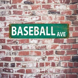 Baseball Decor Baseball Ave Signs Vintage Metal Tin Sign Baseball Street Sign Baseball Decor For Boys Room Baseball Ave Theme Party baseball Wall Decorations 4x16 Inches