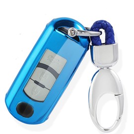MAZDA Key Fob Cover with Keychain, RYE Fit for 2/3/5/6/8 CX3 CX5 CX7 CX9 MX5