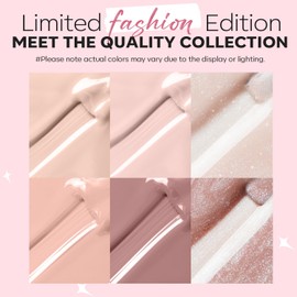 modelones Nude Nail Polish Set, 6 Colors Bubble Bath Quick Dry Skin Tone Glitter Spring Summer Nail Polish Kit Fingernail Polish Nail Art Salon Home Gifts For Women Girl