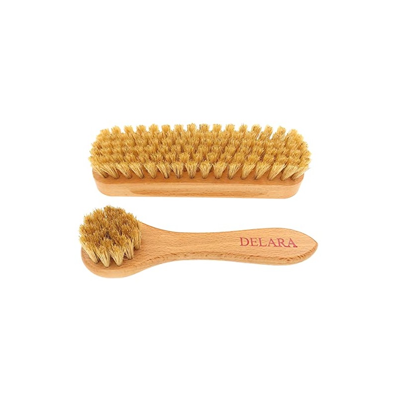 DELARA Two Small Wooden Handled Brushes With Natural Bristles, 1