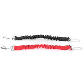 2pcs Pets Car Seat Belt Retractable Dog Leash Explosionproof Nylon Leash Rope Red and Black
