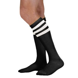 Calcetines unisex de color negro con diseño de rayas de varios colores, negro, blanco, (Black w/ White Stripes), Talla única