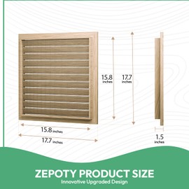 Zepoty 18" x 18" Wood Gable Vent with Metal Screen – Heavy-Duty Mesh, Paintable Finish, Perfect for Attics & Outdoor Sheds, Vent Opening: 16" x 16"