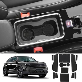 Coleya Non-Slip Mats Compatible with Opel Mokka B Mokka-E 2021-2024, Centre Console Rubber Mats Door Seam Mats Drink Holder Mat, Opel Mokka Accessories Rubber Non-Slip Mats (Black)