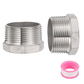 sourcing map 2 Pcs 304 Stainless Steel Reducer Hex Bushing G1-1/4 Male x G1 Female Threaded Reducing Pipe Adapter Fitting with PTFE Tape for Plumbing, Fuel Lines, and Pneumatic Systems