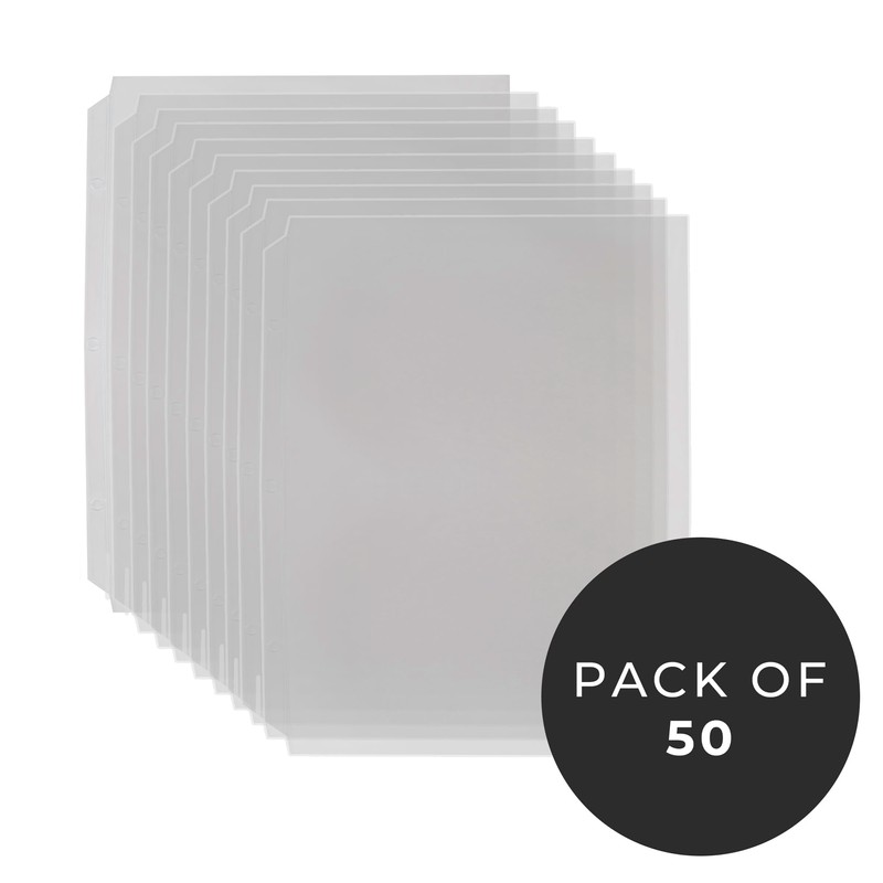 Risch Heavy-Duty 3-Hole Punched Clear Vinyl Page Protectors, Plastic Sleeves