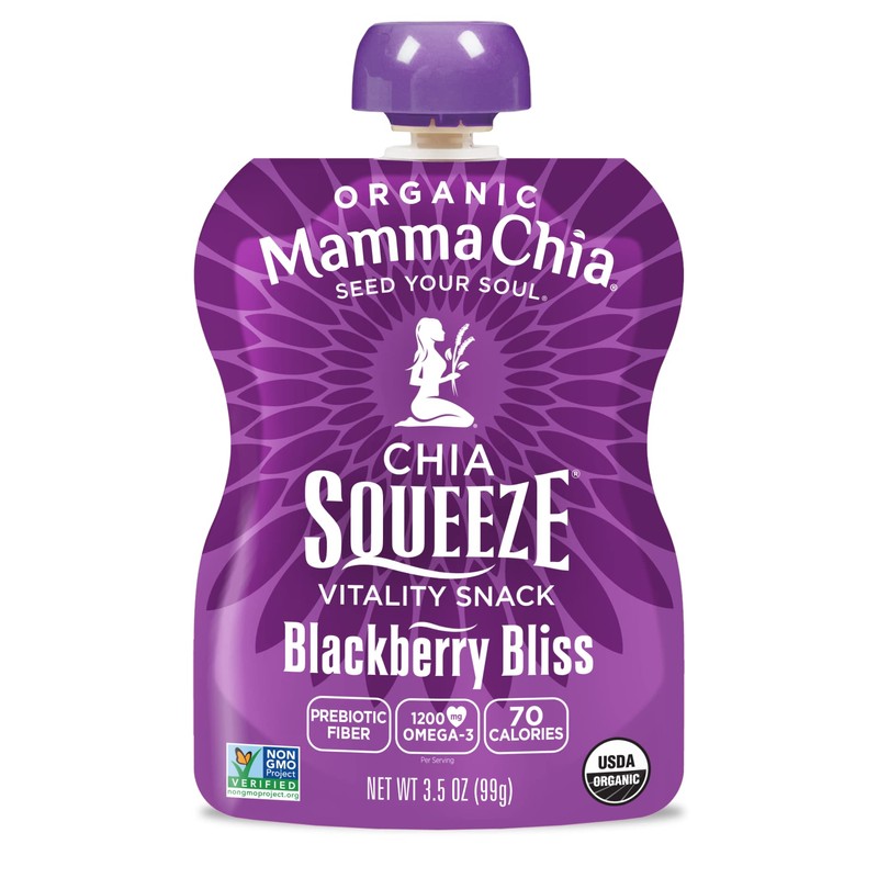 Mamma Chia Organic Vitality Squeeze Snack, Blackberry Bliss, USDA Organic,
