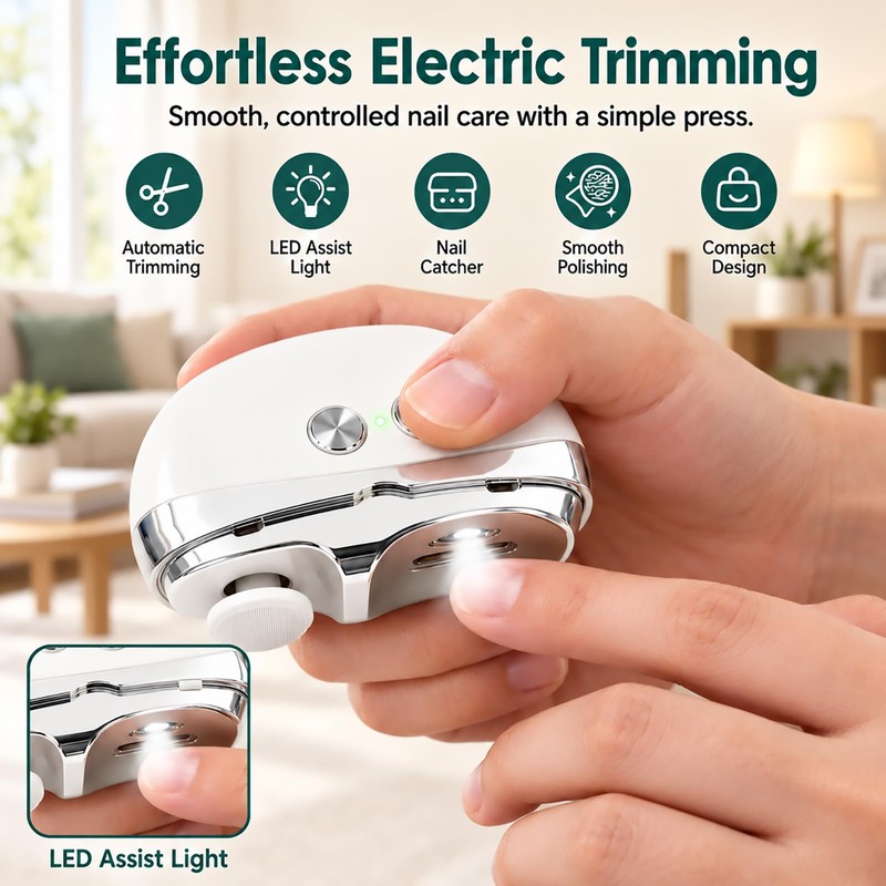 3-in-1 Electric Nail Clippers for Seniors & Adults, Automatic Nail