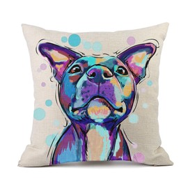 Redland Art - Funda de cojín de lino con diseño de perros y pit bull, para decoración del hogar, 18 x 18 pulgadas