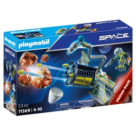 PLAYMOBIL Space Promo Pack 71369 Meteoroid Destroyer, Space, Pivoting Articulated Arm and Shooting Cannons, Toy for Children from 4 Years