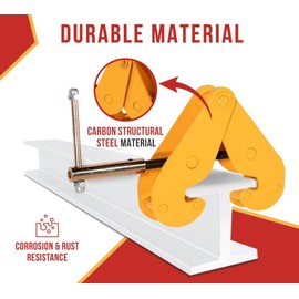 Mytee Products Adjustable Beam Clamp Yellow, 5 Ton / 11023 LB Working Load Limit with Manual Screw Rod, I-Beam Lifting Clamp For Industrial, Home-garage Lifting, Rigging, and Other Operations