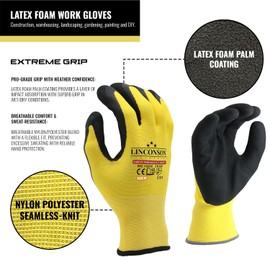 linconson 12 Pack Safety Performance Series Construction Mechanics Work Gloves (Yellow, M (120 Pairs))