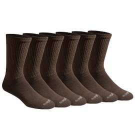 Dickies Men's Dri-Tech Essential Moisture Control Crew Socks Multipack, Essential Worker Brown (6 Pairs), Large