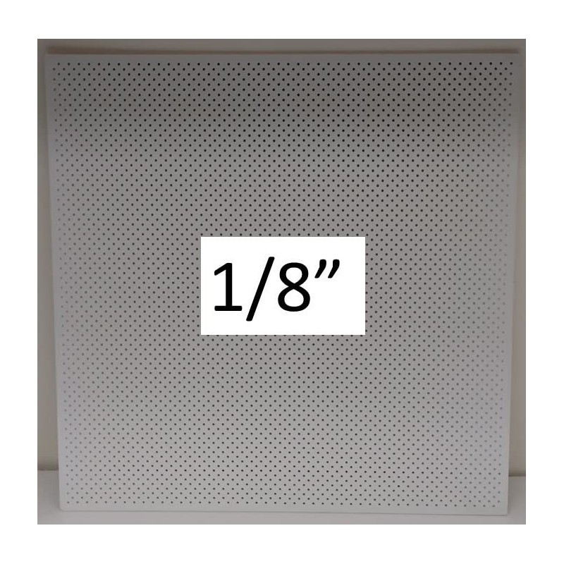 2'x2' White Plastic Perforated Tile with 1/8" Diameter Holes-5 Pack