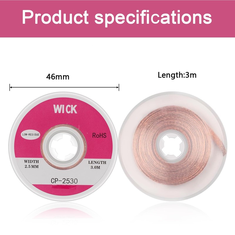 Solder Wick, Desoldering Wick with Flux No-Clean Electronic, Desoldering Braid