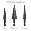 3PCS HSS Cobalt Stepped Drill Bit Set Practical Black Nitride