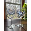Blue Crab Hand Painted Stained Glass Stemmed Wine Glasses Set