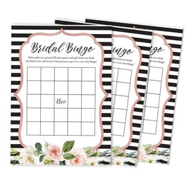 Inkdotpot Bridal Wedding Shower Bachelorette Party Bulk Blank Square Fill In Gift Ideas 50 Striped Bingo Game Cards