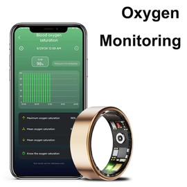 Smart Ring Health Tracker, Fitness Tracker, Activity Trackers for Man&Women -Sleep&Exercise Monitor,Waterproof Sleep Tracking Wearable (Gold, 11)