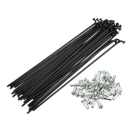 X AUTOHAUX 40 Pcs 14G J Bend 136mm Bike Bicycle Spokes with Nipples Black