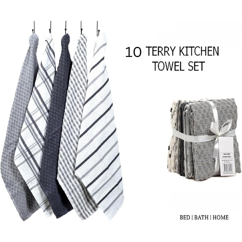 BLOOM BLENDS Pack of 5 Terry Cotton Kitchen Tea Towels