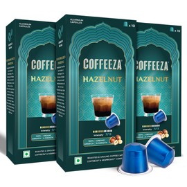 Coffeeza Espresso Coffee Pods, Hazelnut, Compatible with Nespresso Original Line Espresso Machines, Medium Roast, Intensity – 7, Arabica Aluminium Coffee Capsules, 3 Pack - 30 Single Serve Pods