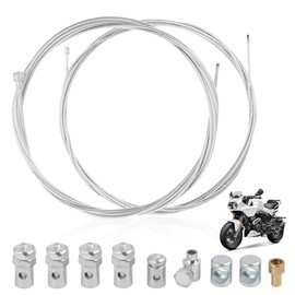 Set of 2 Bowden Cable Repair Kit Universal Motorcycle Pulley Set with 2 m Bowden Cable for Clutch Cable Throttle Cable Gear Cable Bicycle Scooter Moped with 9 x Cable Pulley with Nipple for Emergency Repair