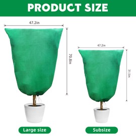 3Pcs 47' X 71' Plant Covers Freeze Protection, Frost Cloth with Zipper Drawstring Frost Blankets Plant Protection Cover Bags for Heavy Duty Winter Cold Weather Outdoor Plants Bush Shrub.(Green)