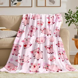 Tinerpoim Pig Blanket Gifts Warm Flannel Pig Themed Throw Blanket Pigs Blankets Decor Bedding for Girls Women Adults 50"x40"