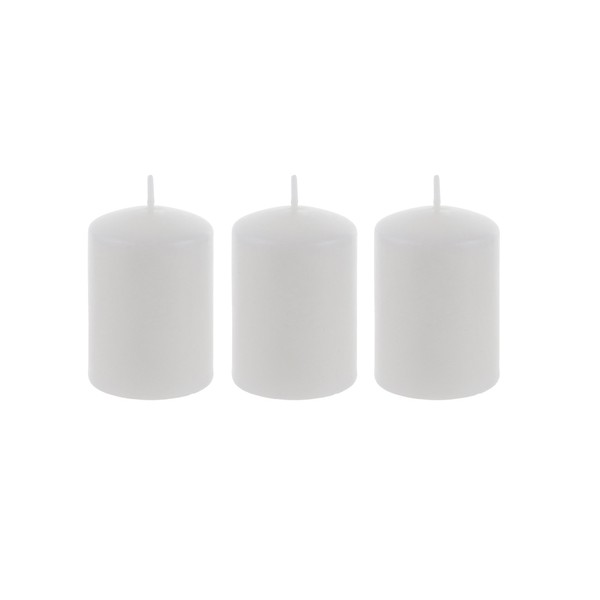 Mega Candles 3 pcs Unscented White Round Pillar Candle, Pressed