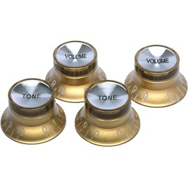 harpfeas 4PCS Imperial Inch Size 2 Volume and 2 Tone Speed Control Knobs Set for Gibson Les Paul Electric Guitar Replacement (Gold)