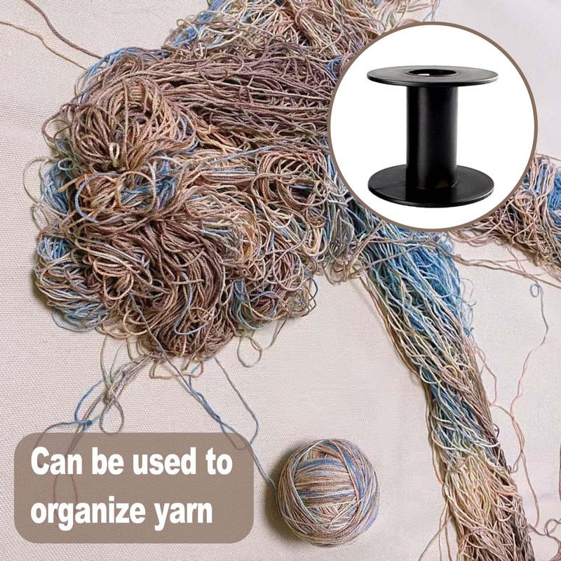 6 Pcs Plastic Spool 71mm Black Bobbin Round Ends Empty