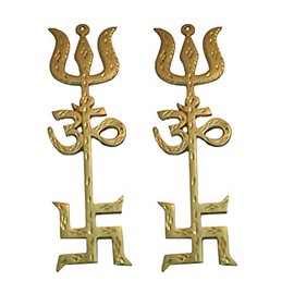 Divya Mantra Combo de los Indios Tradicionales Trishul Om Esvástica Yantra pared de metal 21,6 cm colgar Showpiece Ornamento/Espiritual Hindú Religiosa trisakthi Vastu Pooja Tema Collectible – Home Decor regalo