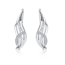 Angel Wings Ear Climber Earrings Sterling Silver Cuff Earrings Hypoallergenic