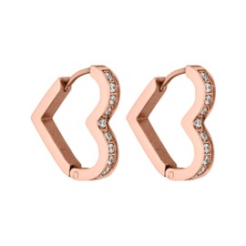 PURELEI® Glitter Heart Earrings - Women's Earrings Made of Durable Stainless Steel - Waterproof Earrings Women - 16 x 17 mm Size - Fashion Jewellery for Your Individual Look, Stainless Steel