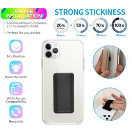 WUOJI Universal Phone Grip Holder for Hand - Wireless Charging Compatible - Universal Finger Strap Phone Holder Compatible with Most Smartphones (Grey Black) -2Pack