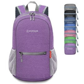 ZOMAKE 10L Small Foldable Backpack Lightweight Packable Daypack for Travelling Hiking,Mini Rucksack for Kids Adult and Teenager(Purple)