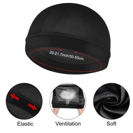 Wanmu 4Pcs Silk Durag for Black Men, Satin Silk Hair Bonnet, Elastic Band Wave Caps for 360 Waves for Sleep Shower