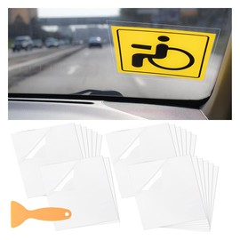 smilfuy Car Windshield Sticker Decals, 6.3Ã—6.3 Inch Car Windshield Sticker Applicator with Squeegee, Clear Window Static Cling Film Decals for Car Parking Permit Inspection Sticker Holder (20 Sheets)