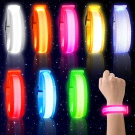 TOPJOWGA Children's Light Bracelets, Pack of 8 LED Flashing Bracelets, Light Bracelets, Dark Party Accessories, LED Light Toy, Bracelets Glow in the Dark Party Bag Children's Birthday Party Bag