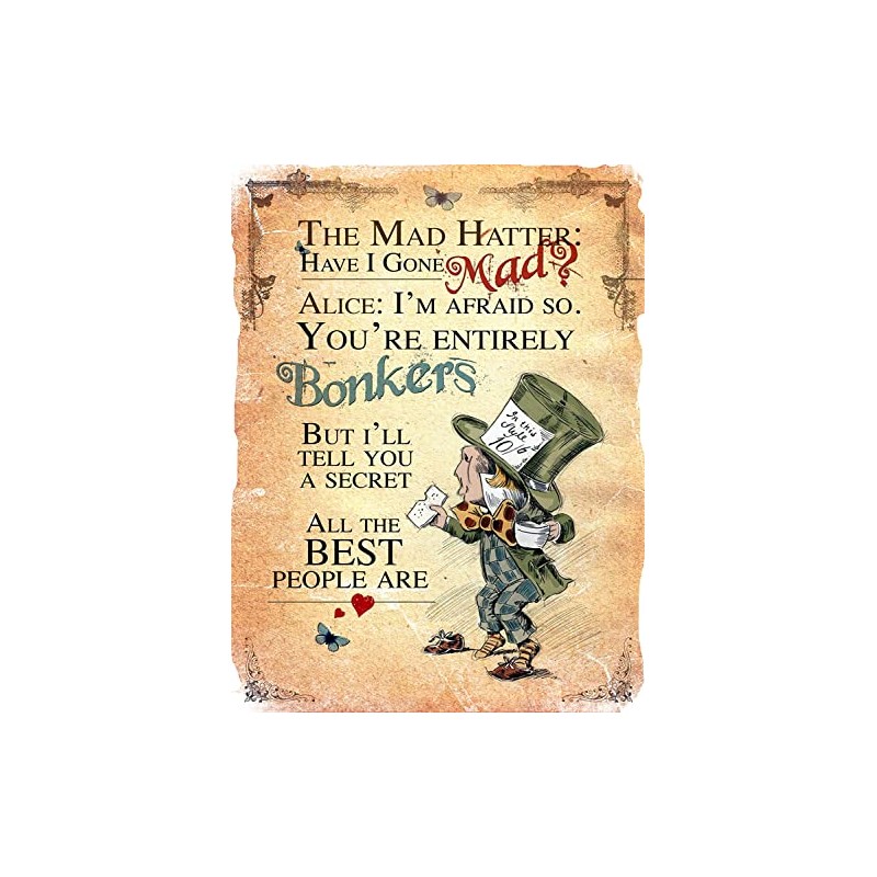 Sawfish® Alice in Wonderland Metal Sign Mad Hetter Bonkers Refro
