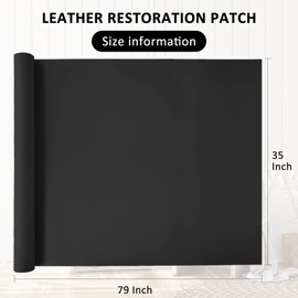 AOOTOOLINK Leather Repair Patch 35X79 Inch Self Adhesive Leather Repair, Large Leather Repair Tape for Couches, Furniture, Car Seats, Cabinets, Sofa, Handbags (Black, 35X79 Inch)