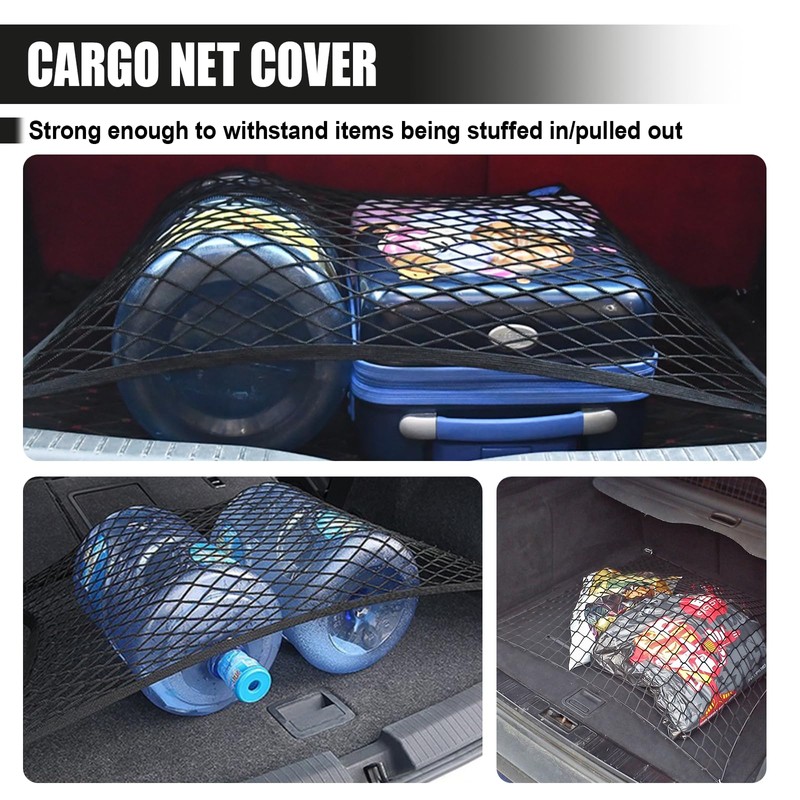 UHANBUT Elastic Cargo Net, Polyester Fabrics Trunk Organizer, 31.5'' x