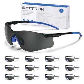 Safety Glasses Tinted 12 Pack, Protective Eyewear for Men Women UV Protection ANSI Z87.1, Safety Sunglasses Bulk Scratch Impact Resistant Eye Protection with Nose Pads for Construction Work Smoke